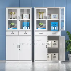 2-Swing-Door Filing Metallic Cabinet With 2-Drawers