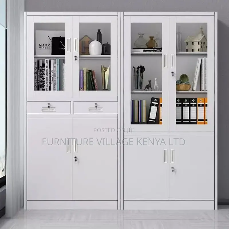 2-Swing-Door Filing Metallic Cabinet With 2-Drawers