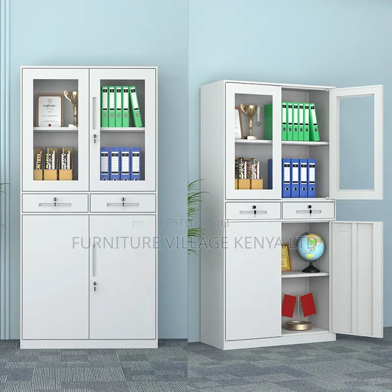 2-Swing-Door Filing Metallic Cabinet With 2-Drawers
