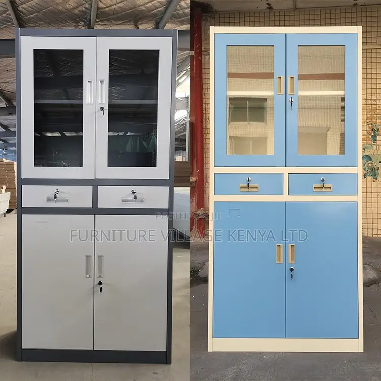 2-Swing-Door Filing Metallic Cabinet With 2-Drawers
