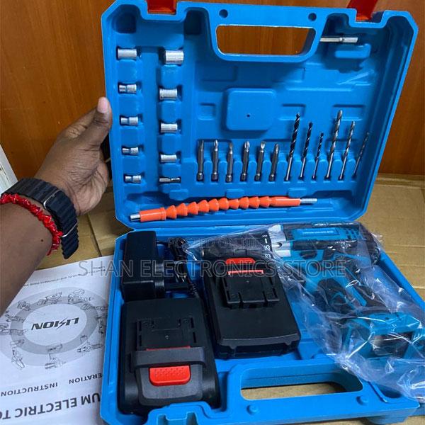 21v Cordless Electric Drill With 2 Battery Bits, Accessories