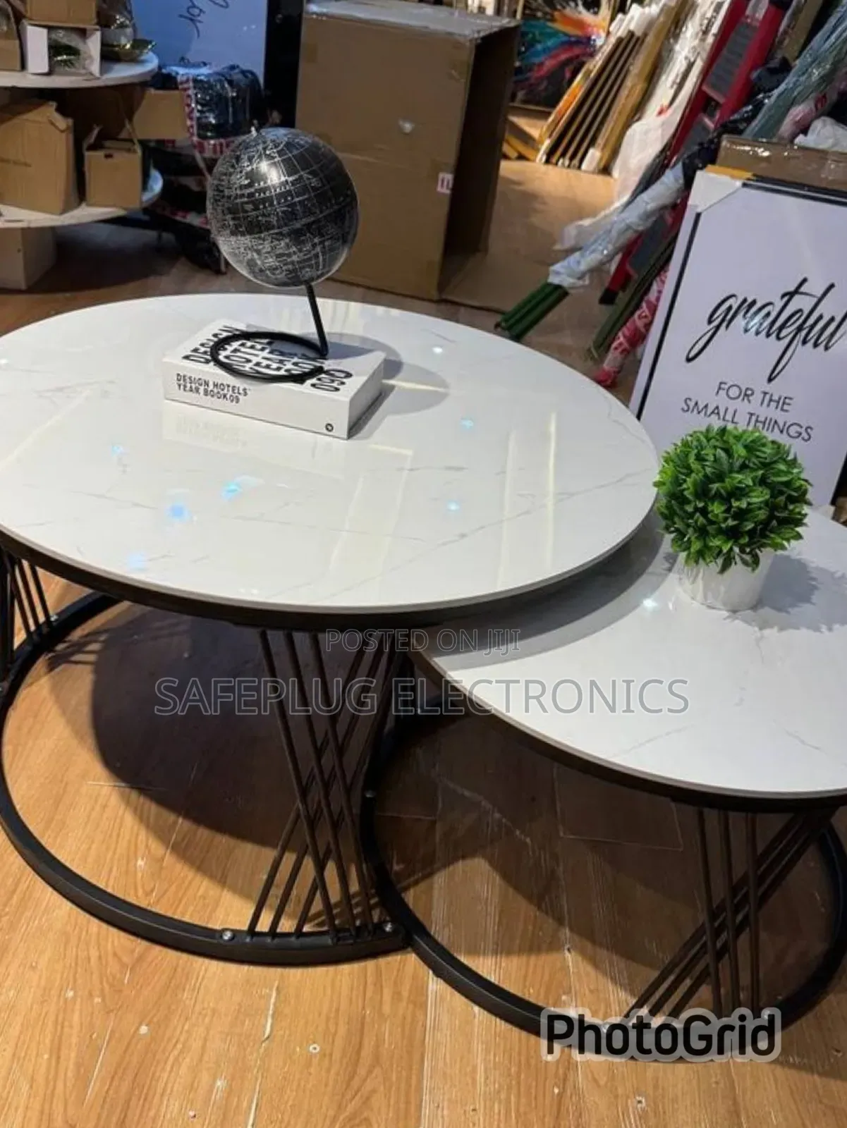 Modern Luxury 2in1 Pure Marble Nesting Tables With Black Stand