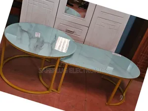 Elegant White Marble Look Nesting Coffee Tables – 2 in 1 Set