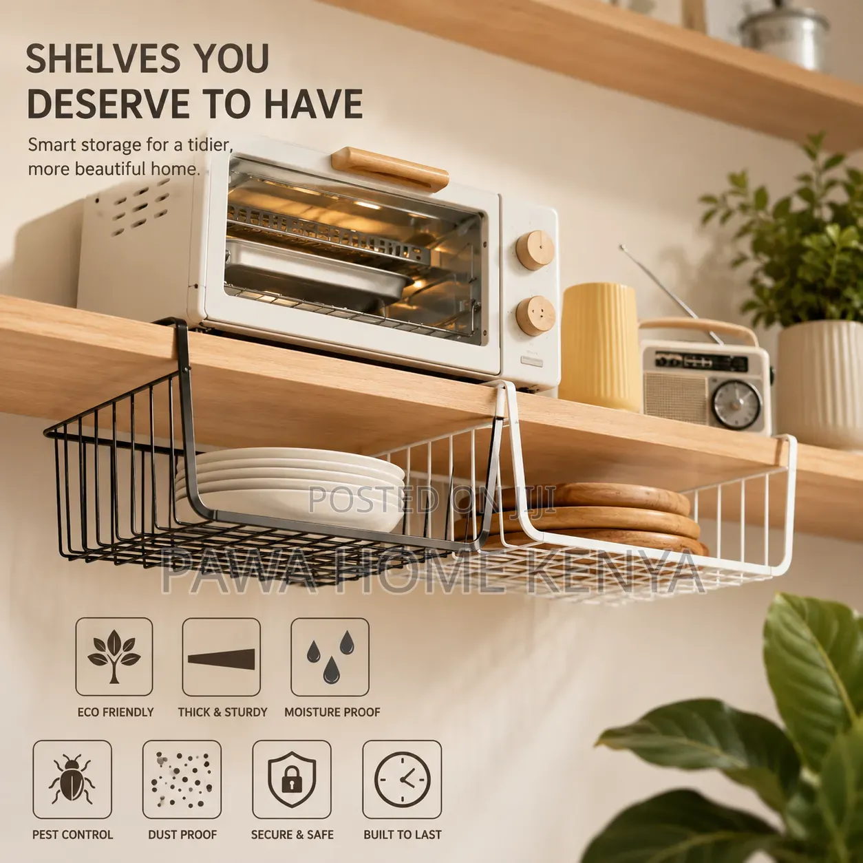 Metallic Under the Shelf Mesh Rack Cabinet Organizer