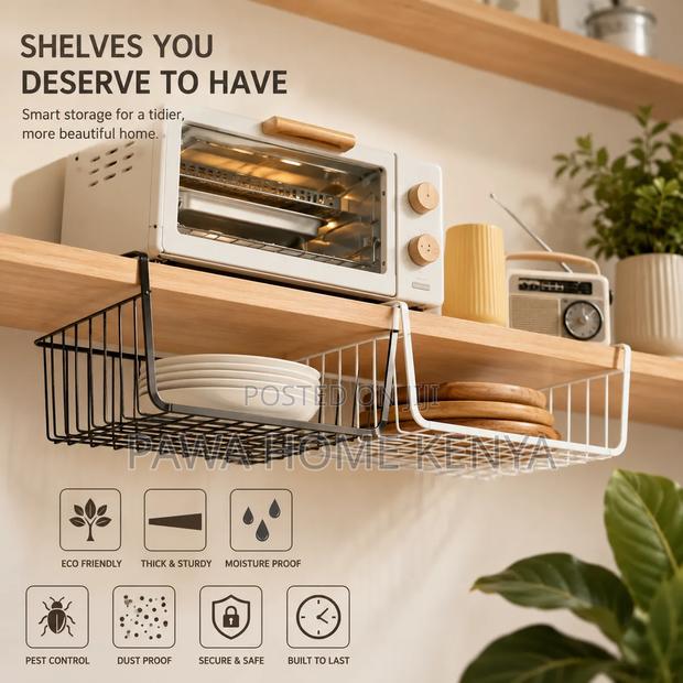 Metallic Under the Shelf Mesh Rack Cabinet Organizer - thumbnail 2