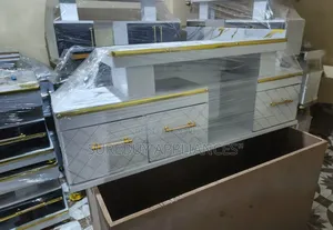 Executive Led Tv Stand With Storage Cabinet Display Shelves