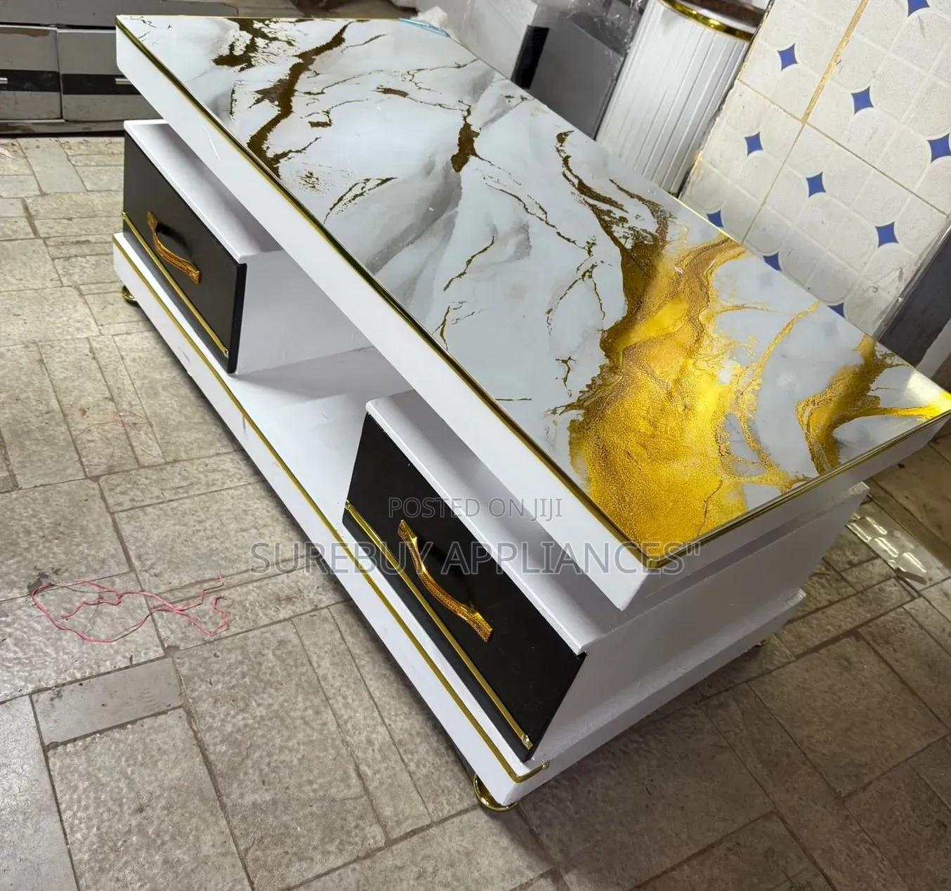 Executive White Marble Top Coffee Table