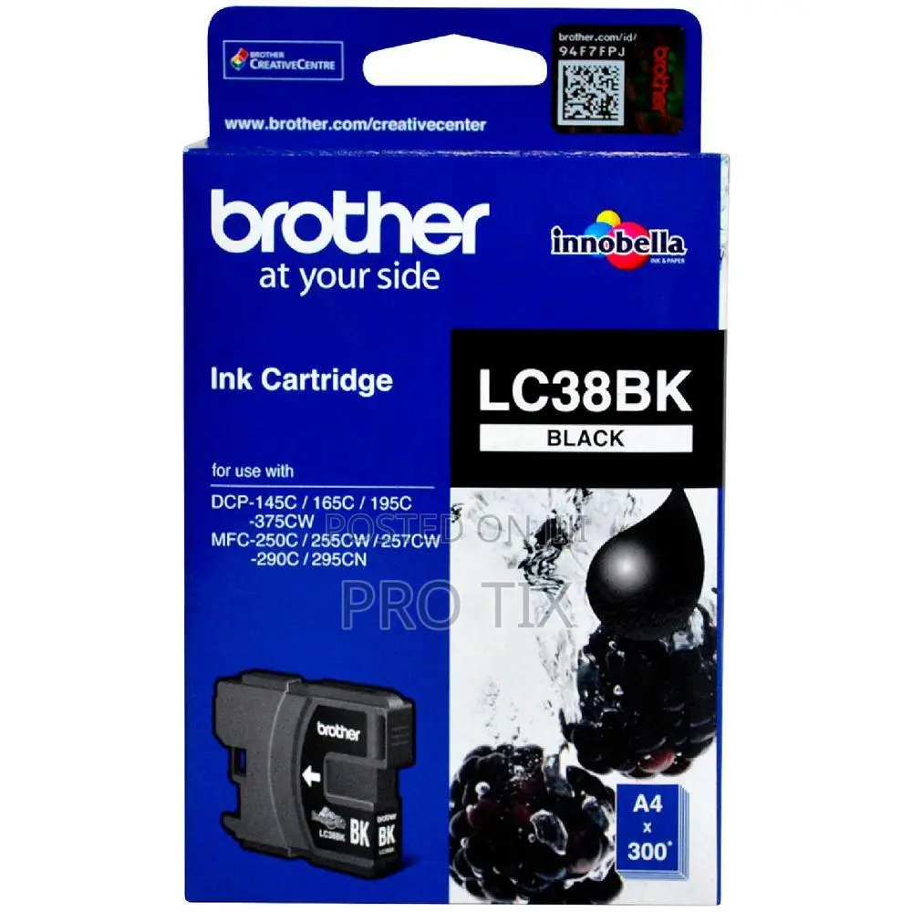 Brother Lc38bk Black Ink Cartridge Original 300 Pages