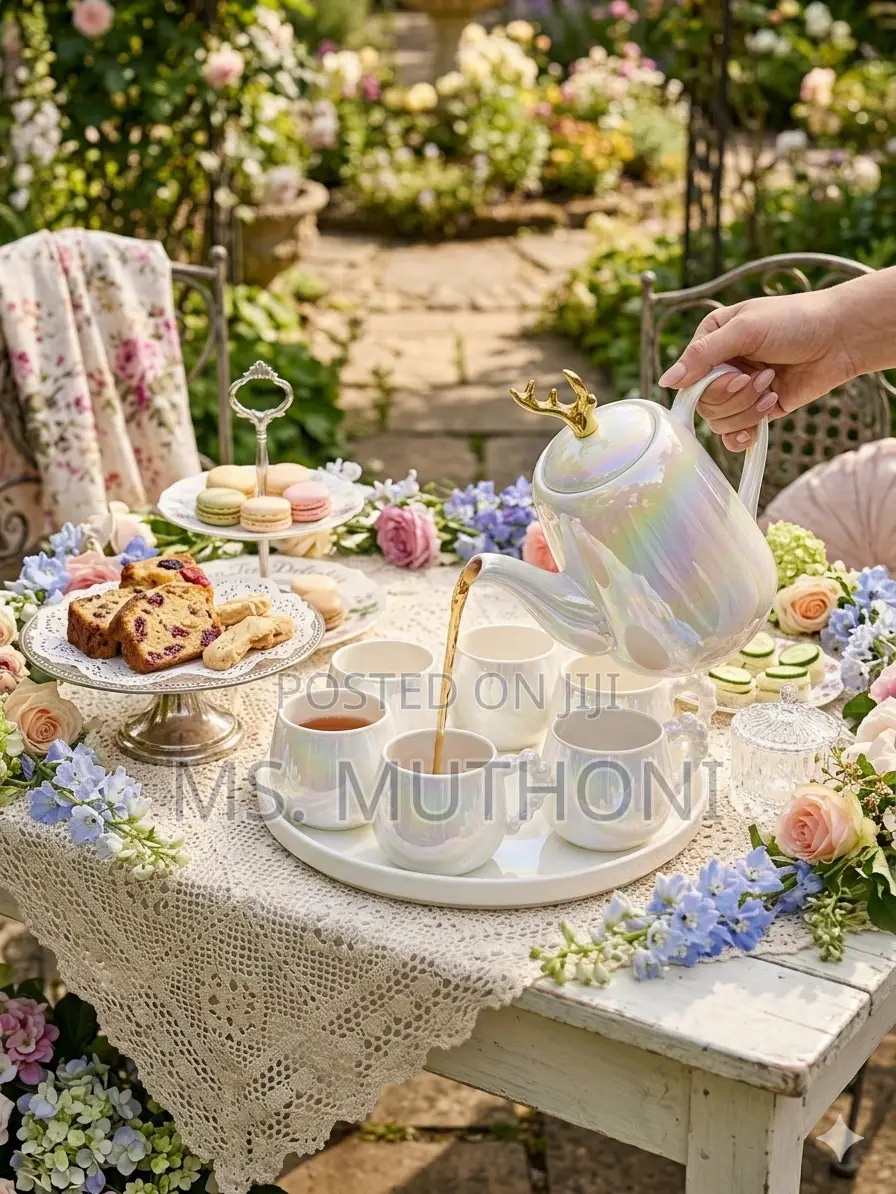 9pc Luxury Pearl Handle Tea Set *