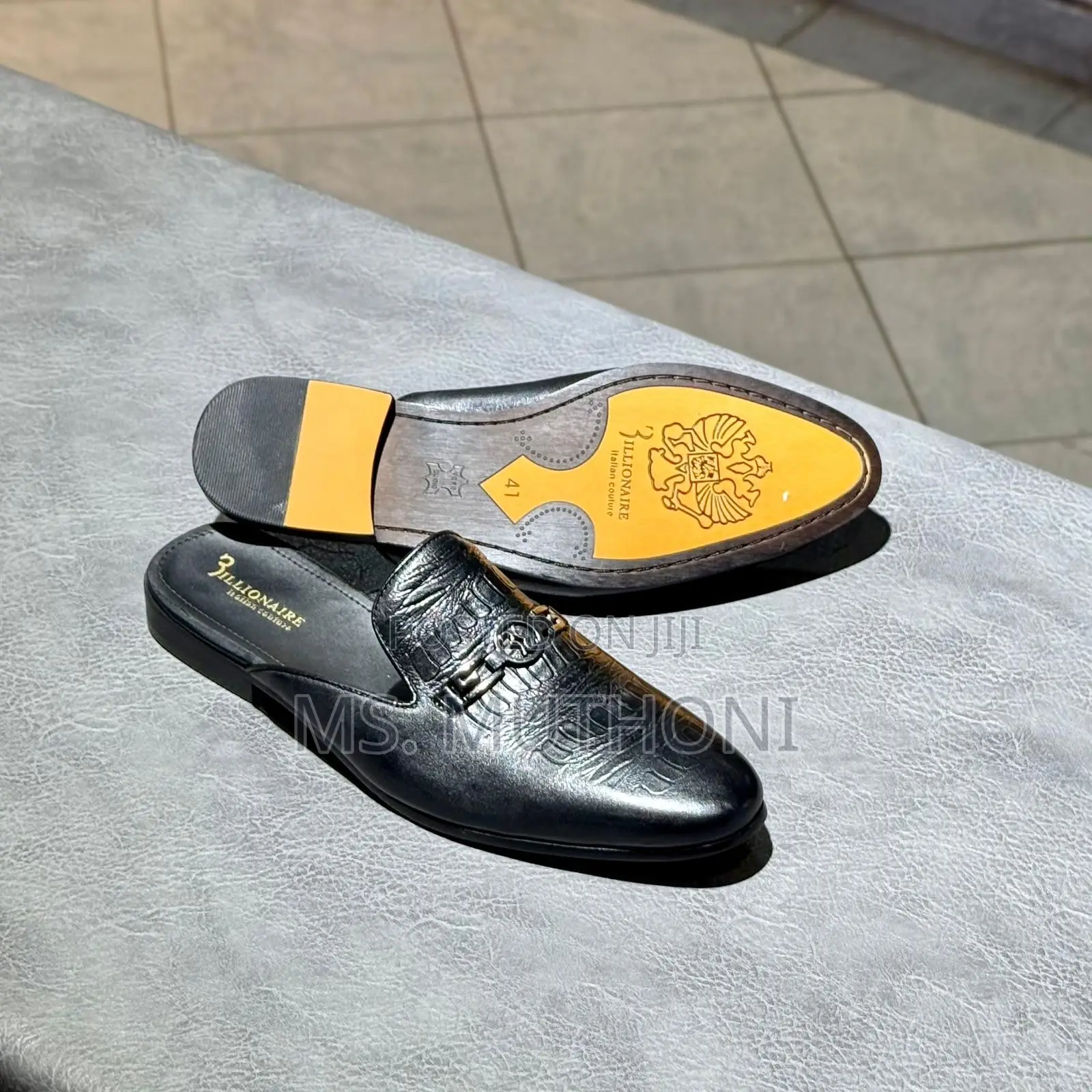 Billionaire Italian Couture Leather Slip-on Mule Shoes Size 39-46