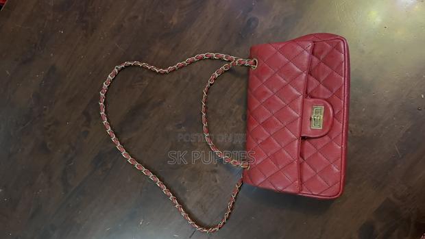 Red Quilted Chain Flap Shoulder Bag