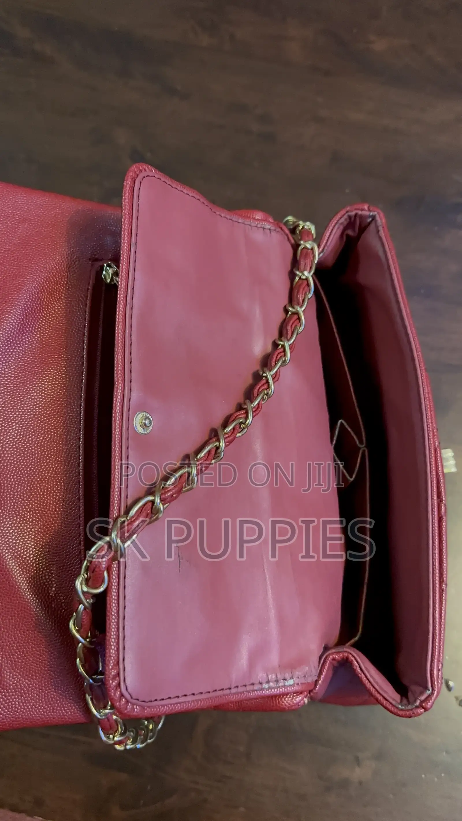 Red Quilted Chain Flap Shoulder Bag