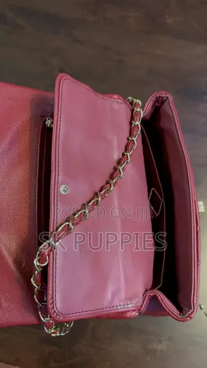 Red Quilted Chain Flap Shoulder Bag