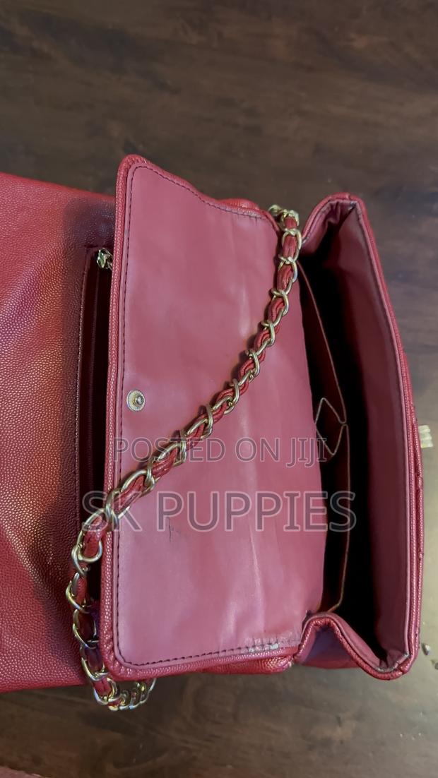 Red Quilted Chain Flap Shoulder Bag - thumbnail 4