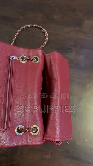 Red Quilted Chain Flap Shoulder Bag