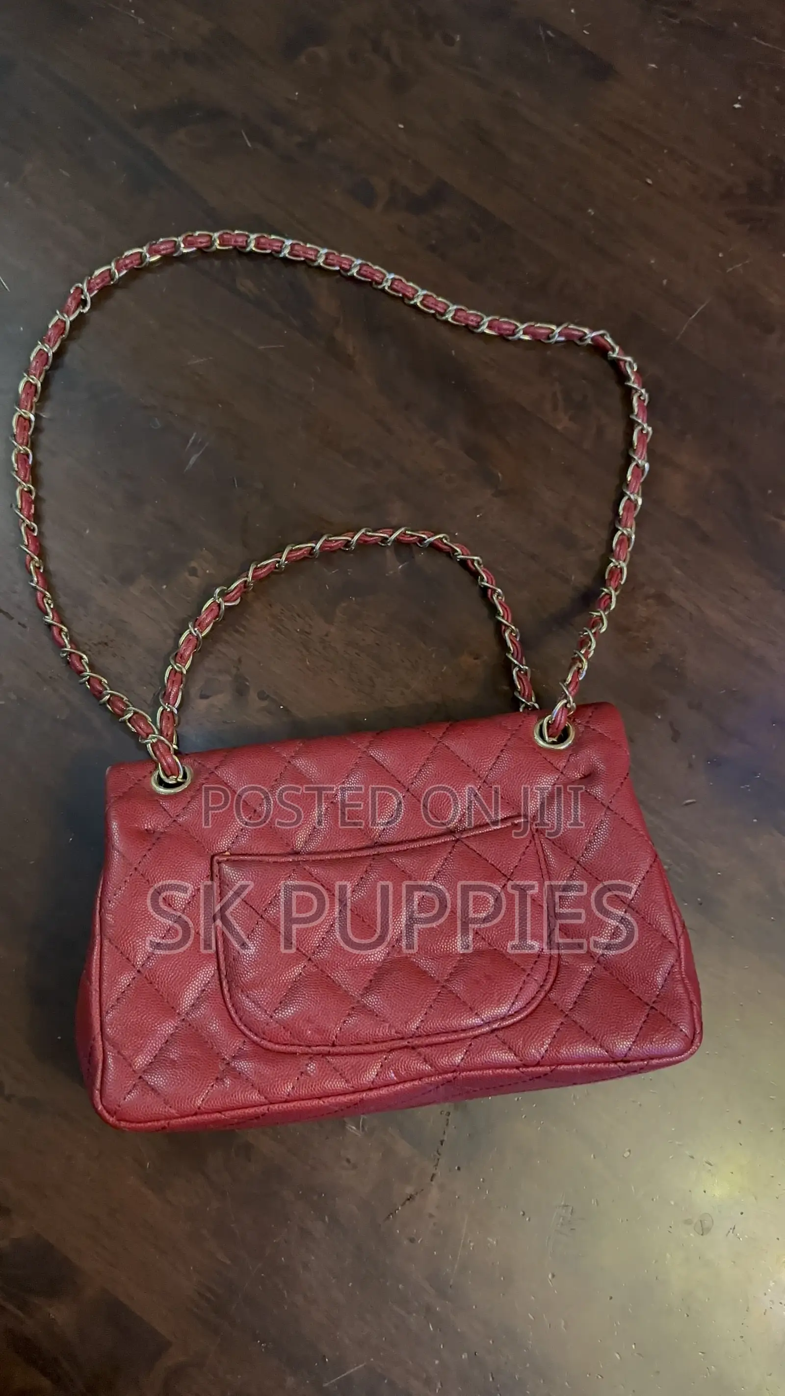 Red Quilted Chain Flap Shoulder Bag