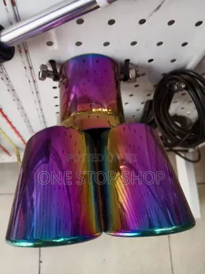 Multicolored Rainbow Finish Sporty Look Double Exhaust Tip