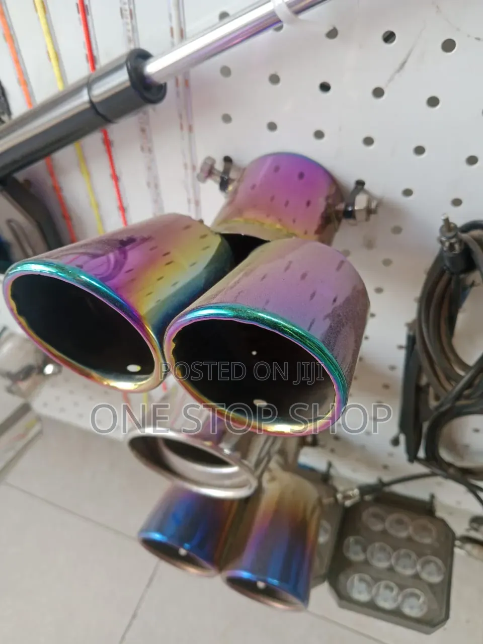Rainbow Dual/Twin Outlet Slanted Mouth Double Exhaust Tip