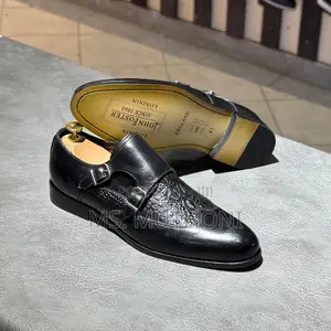 Croc Textured John Foster Double Monk Strap Leather Shoes ; 40-46