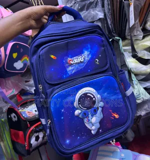 Blue Space Cartoon Themed Kids School Bags Backpacks for Grade 1 to 5