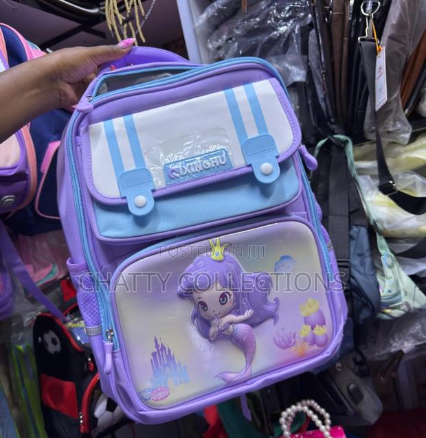 Purple Cartoon Themed Kids School Bags Backpacks for Grade 1-5 Girls