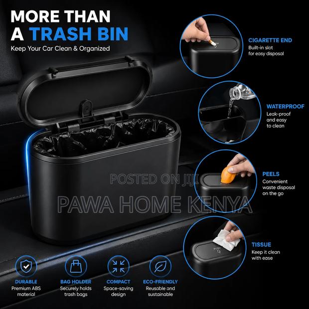 Car Trash Can With Auto Rebound Push Lid - thumbnail 2