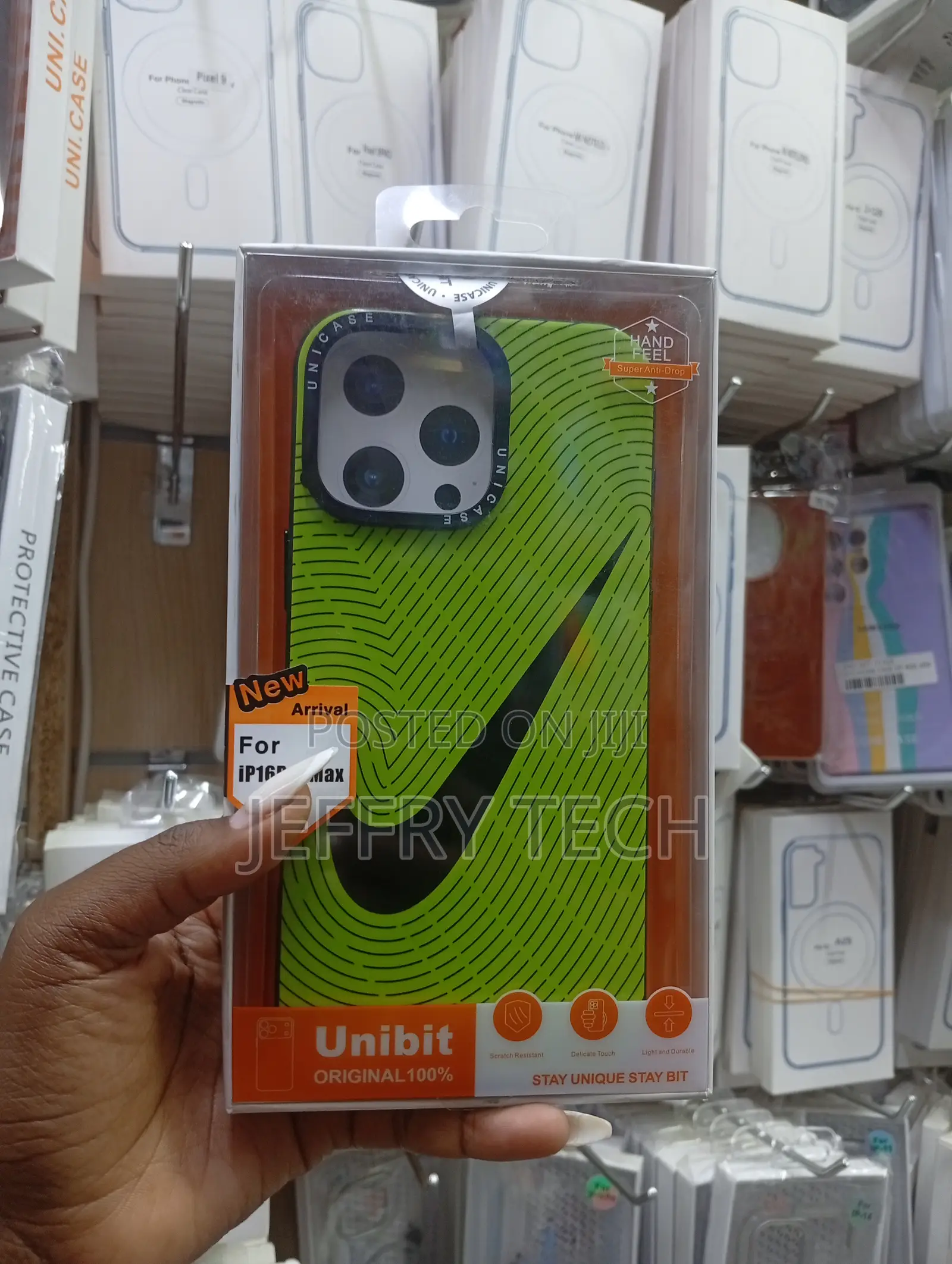 Unibit iPhone 16 Pro Max Phone Case a Green Neon Design With a Nike