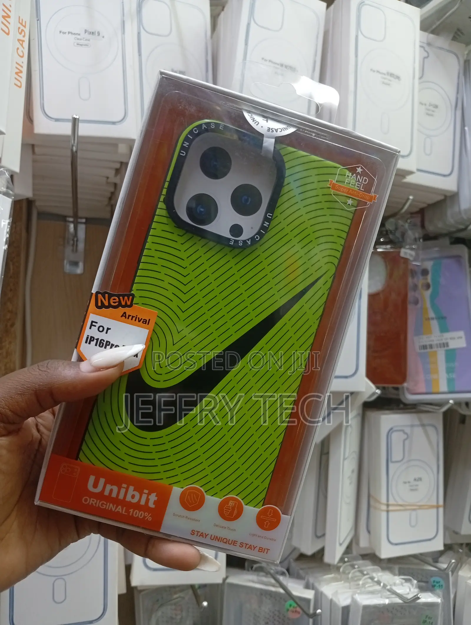 Unibit iPhone 16 Pro Max Phone Case a Green Neon Design With a Nike