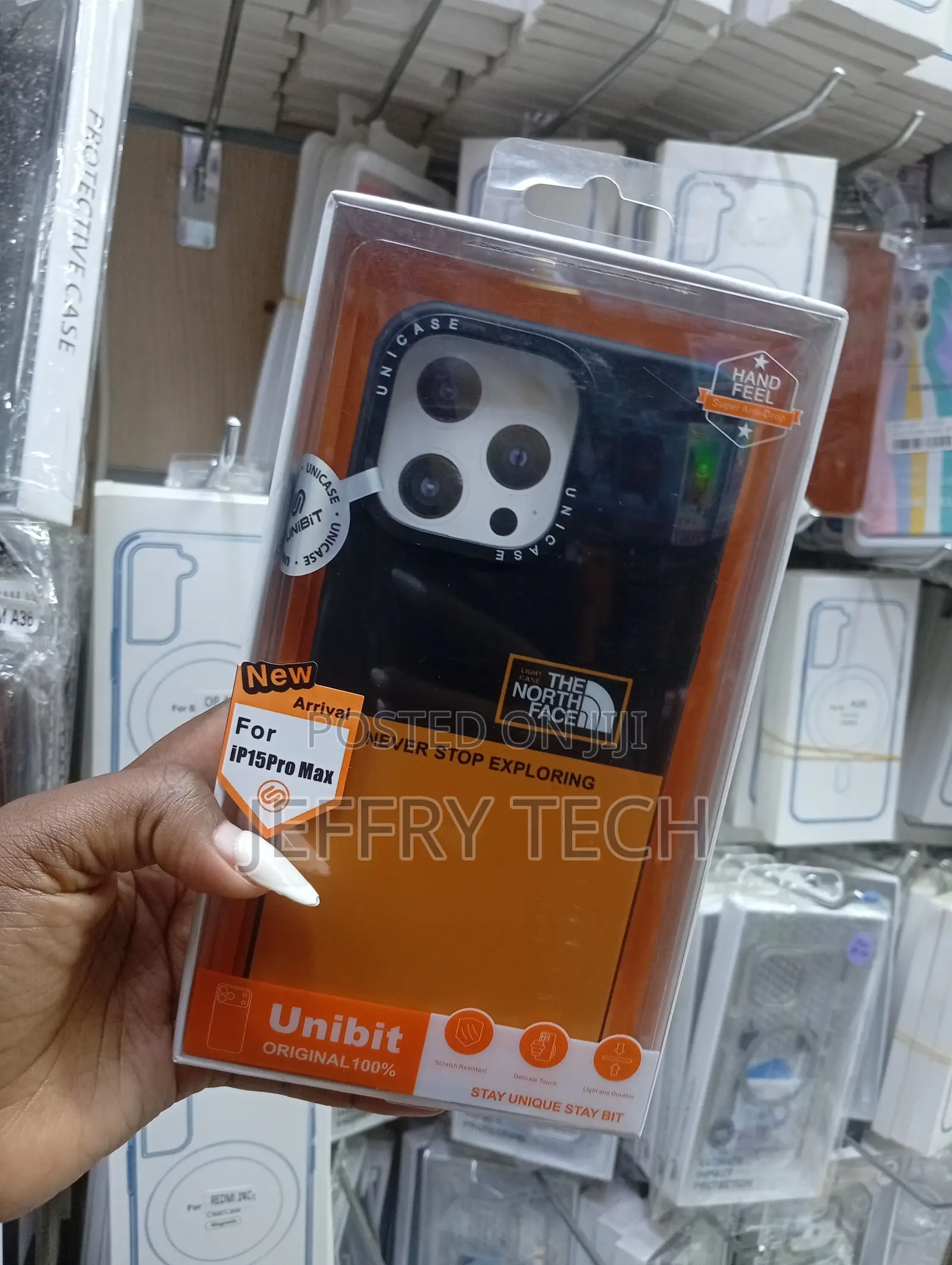 Unibit North Face Puffer-Style Case for the Apple iPhone 15 Pro Max.