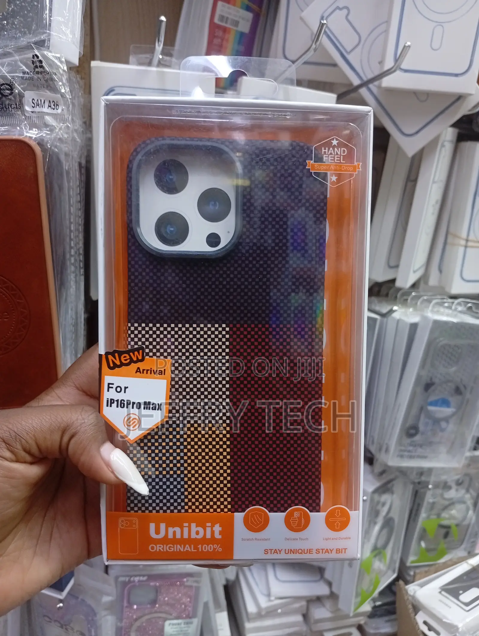 Unibit Brand Carbon Fiber Checkered Case for the iPhone 16 Pro Max.