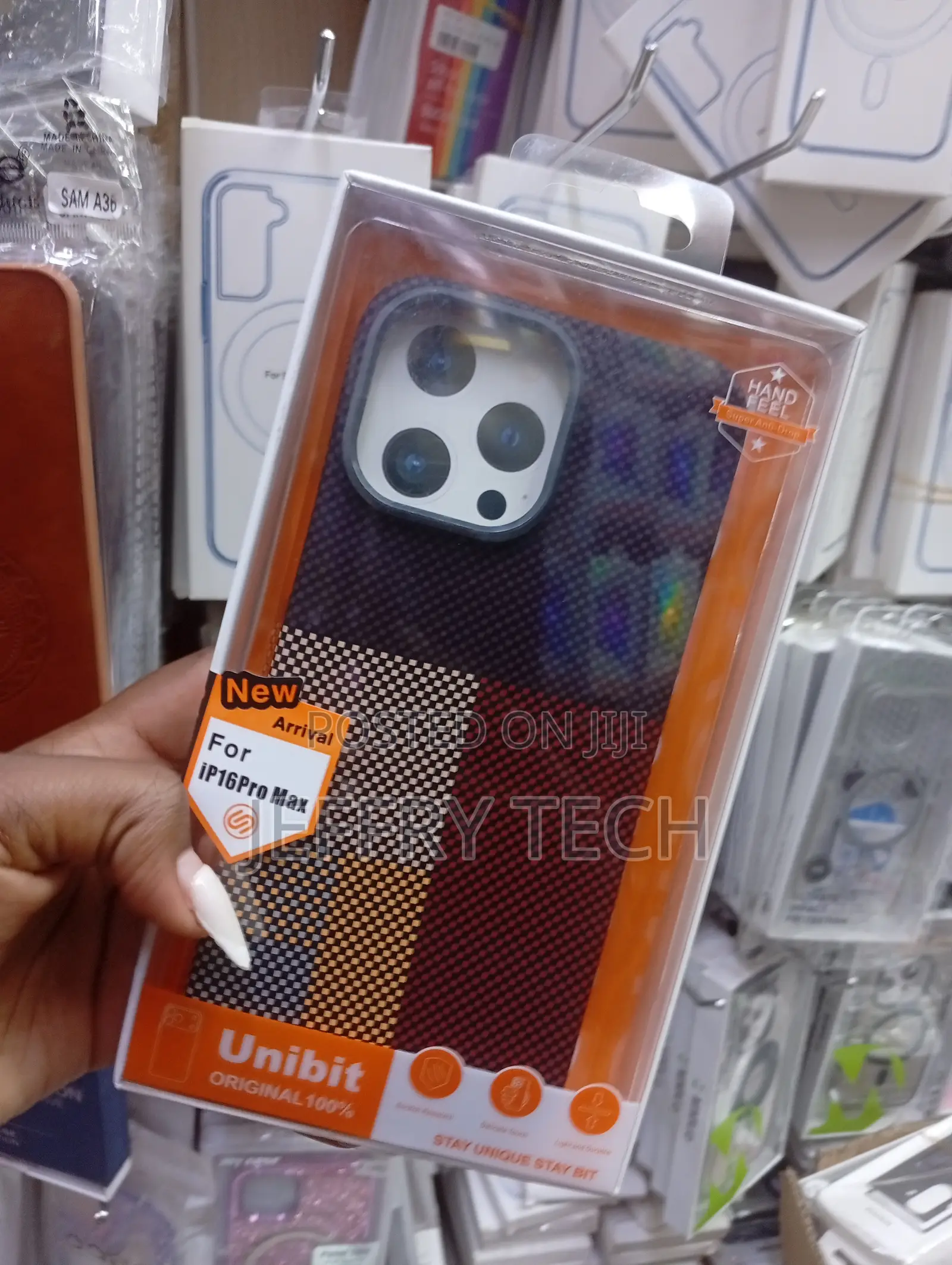 Unibit Brand Carbon Fiber Checkered Case for the iPhone 16 Pro Max.