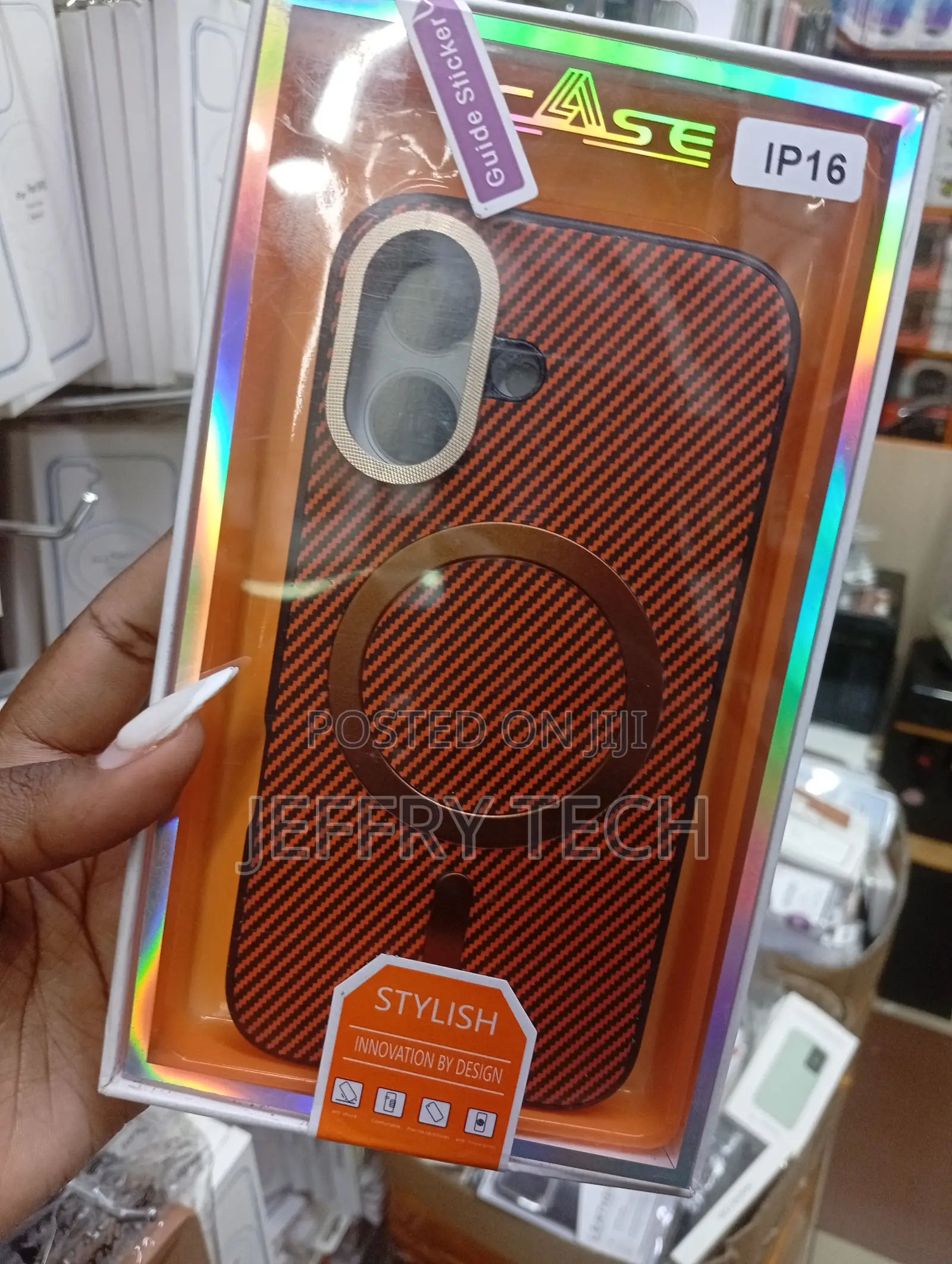 iPhone 16 Premium Carbon Back Cover With Soft Cloth Inside .