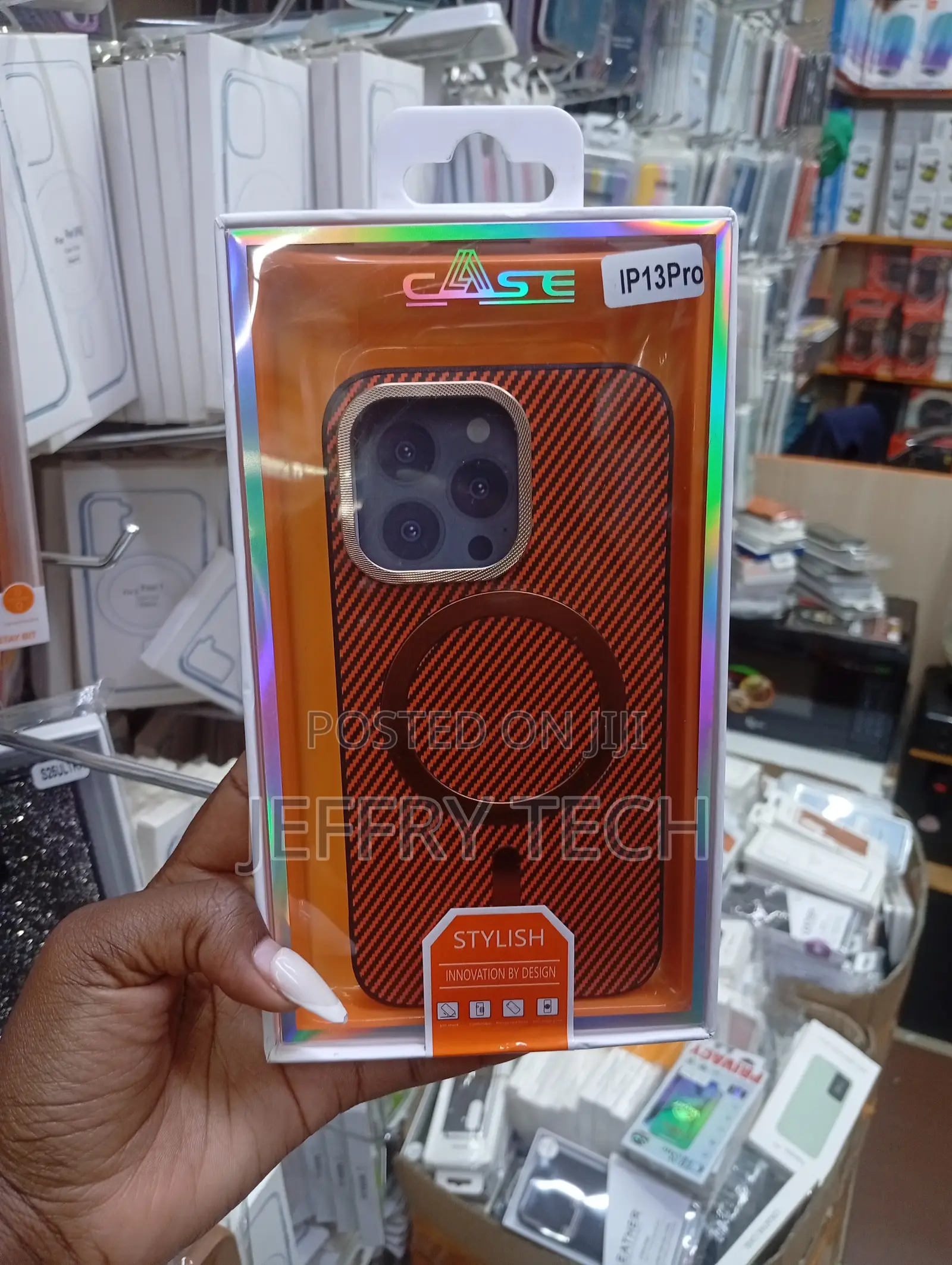 Orange Carbon Fiber Texture Case the iPhone 13 Pro Built-in Magsafe