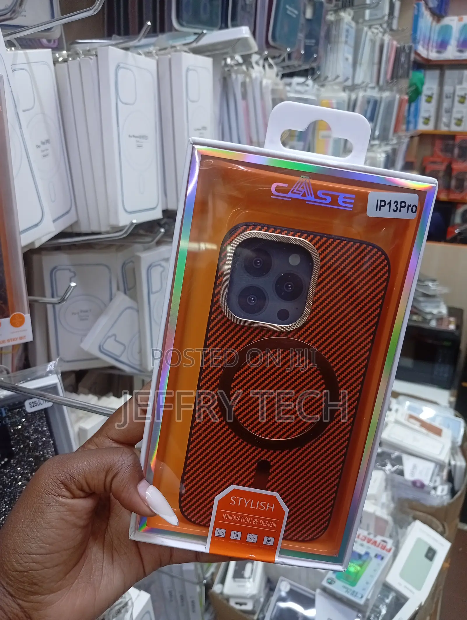 Orange Carbon Fiber Texture Case the iPhone 13 Pro Built-in Magsafe