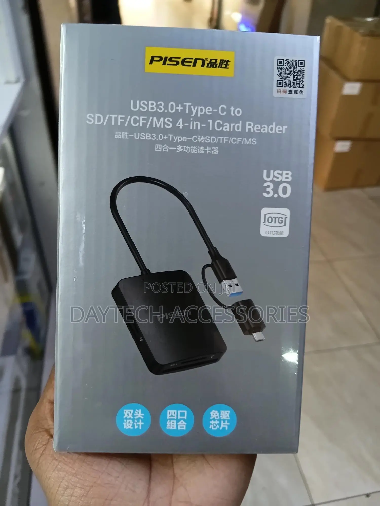 Pisen Usb 3.0 4-in-1 Card Reader for Sd Micro Sd/Cf/Tf/Ms + Type C