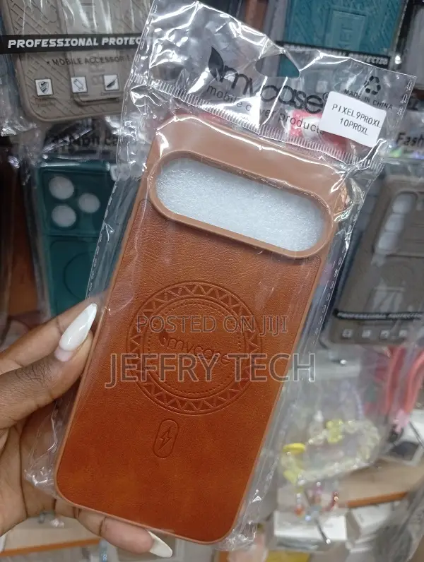 Brown Faux Leather Phone Case for a Google Pixel 9 Pro Xl Magsafe Case