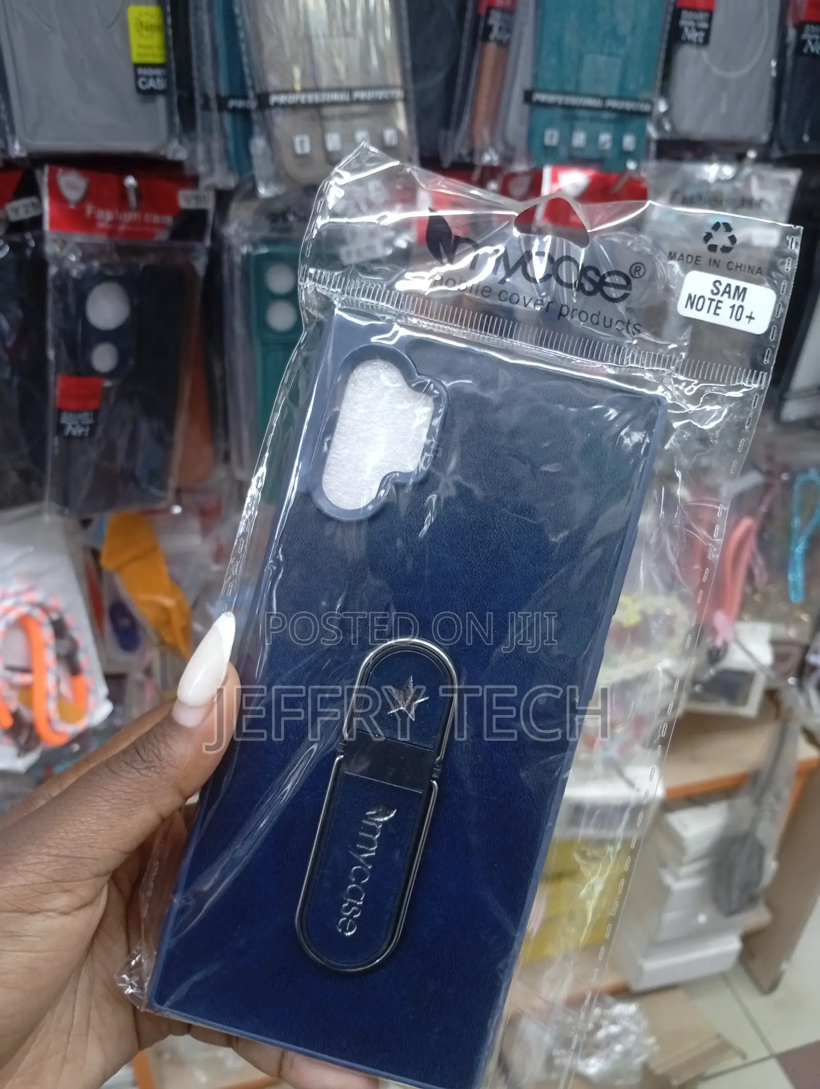 Blue Case With a Metal Ring Kickstand for a Samsung Galaxy Note 10+