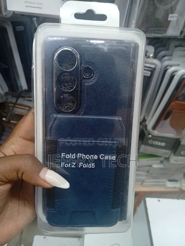 Blue Leather Wallet Phone Case for the Samsung Galaxy Z Fold5.