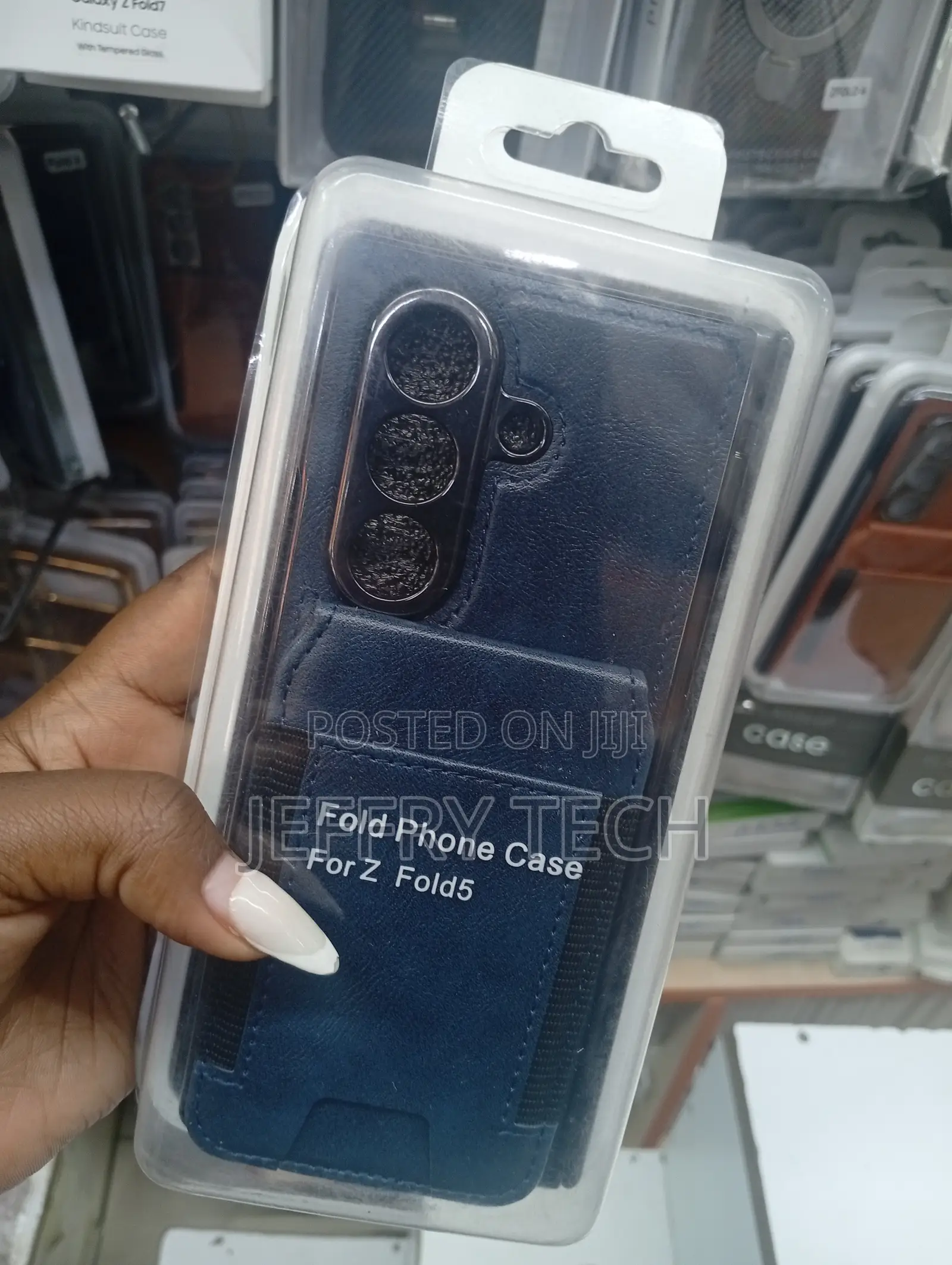 Blue Leather Wallet Phone Case for the Samsung Galaxy Z Fold5.