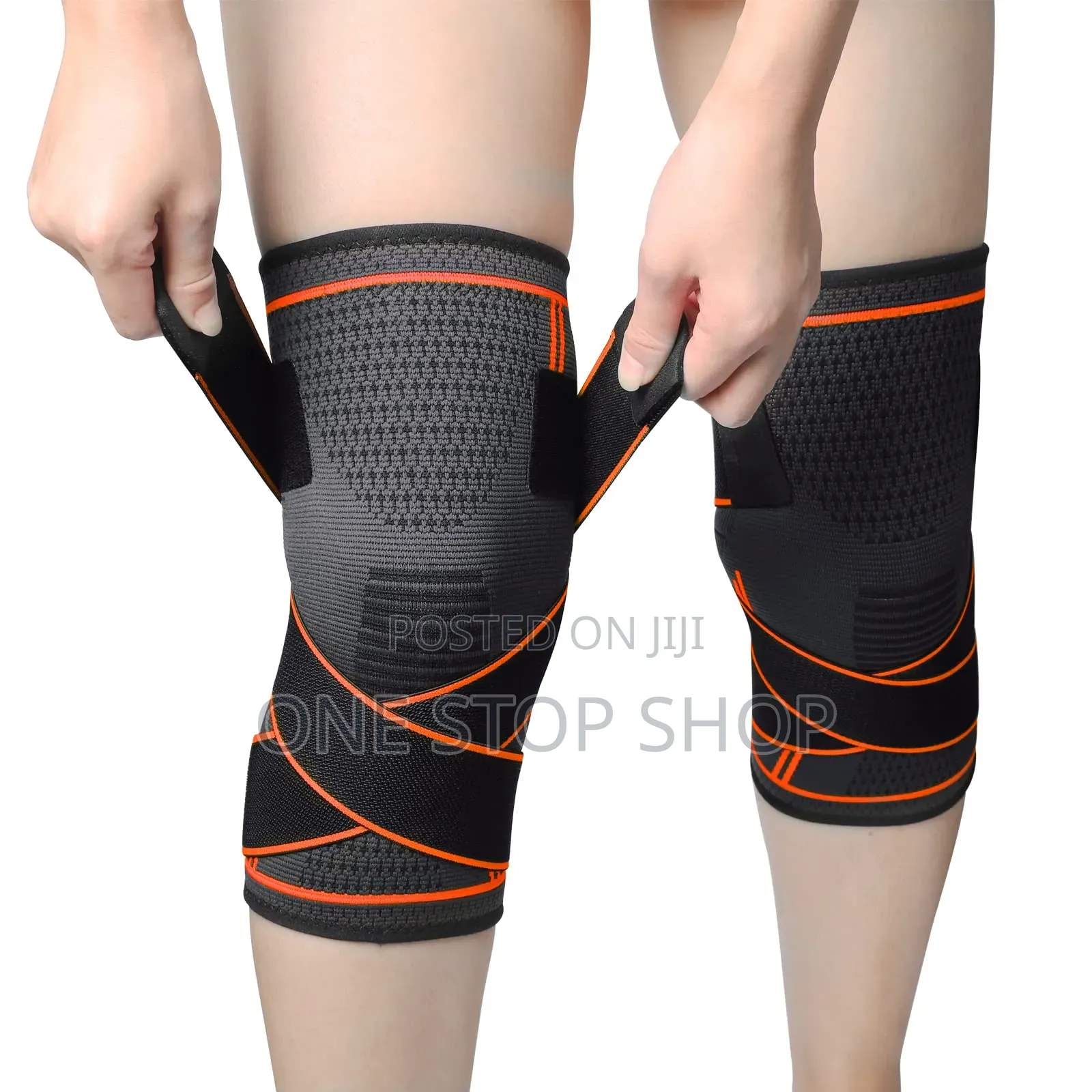 2pc Stretchy Fabric Dual Strap Knee Brace