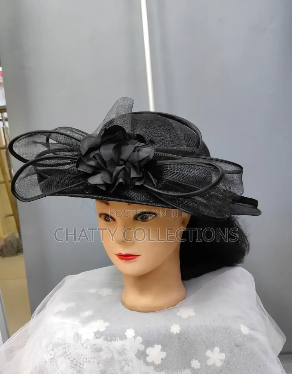 Big Black Ladies Hat Like Stylish Head Fascinators