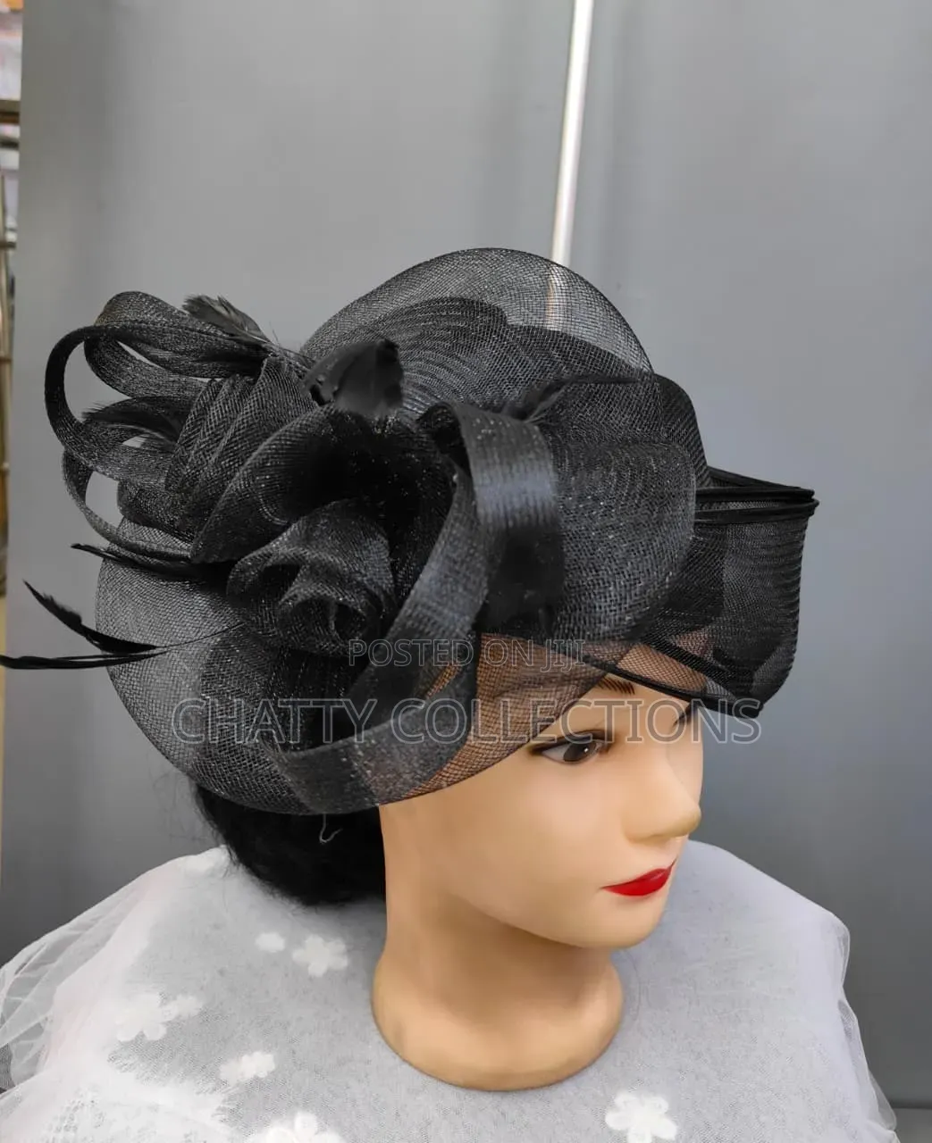 Big Black Ladies Hat Like Stylish Head Fascinators Black