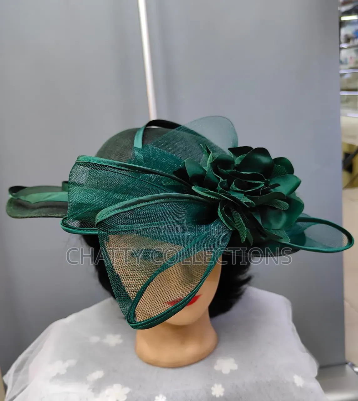 Big Green Ladies Hat Like Stylish Head Fascinators