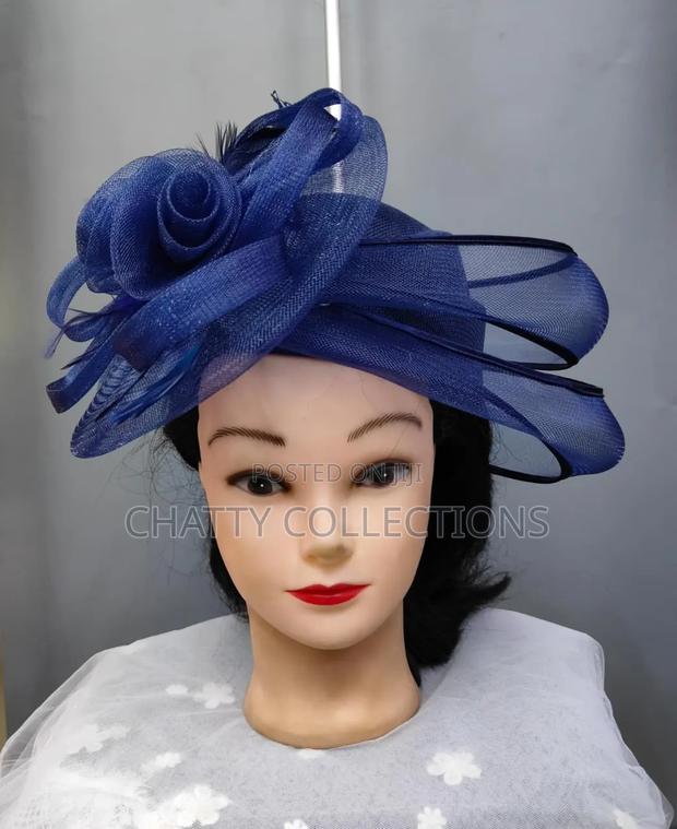 Big Navy Blue Ladies Hat Like Stylish Head Fascinators
