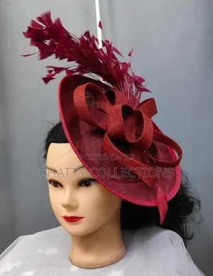 Big Maroon/Burgundy Ladies Hat Like Stylish Head Fascinators