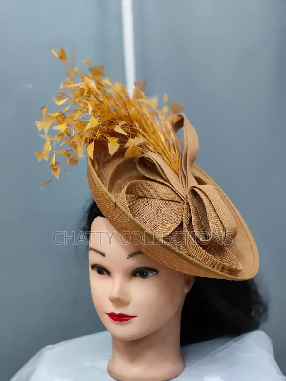 Big Gold Ladies Hat Like Stylish Head Fascinators