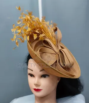 Big Gold Ladies Hat Like Stylish Head Fascinators