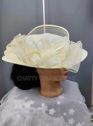 Big Cream White Ladies Hat Like Stylish Head Fascinators