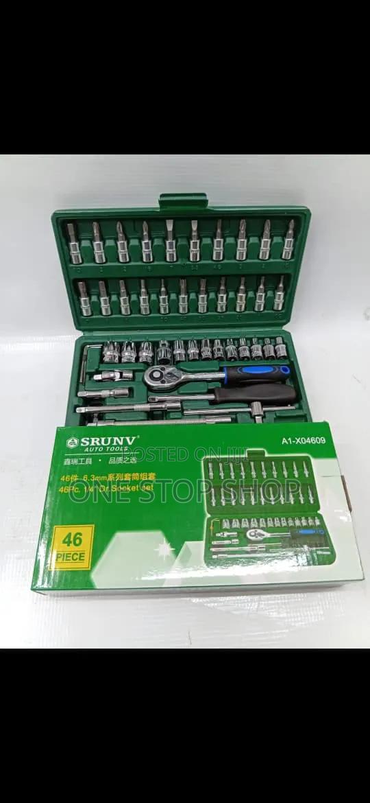 46pc 1/4" Drive Ratchet With Various Sockets 4_14mm, Screwdriver,Bits