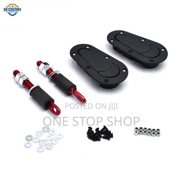 Gloss Black.Or Carbon Finish Bonnet Hood Pin Lock Kit